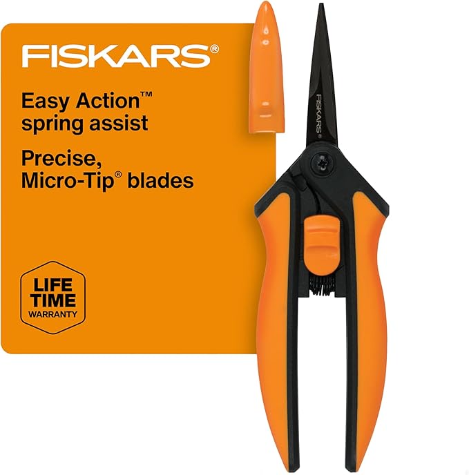 Fiskars 6" Pruning Scissors for Flowers, Buds, Weeds and Small Plants, Garden Snips with Resin Resistant Nonstick Stainless Steel Blades, Gardening Trimmers with Comfortable Handle-PawvioPets