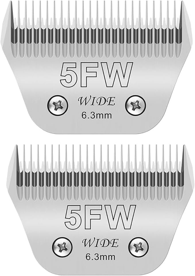 2PCS 5FW Wide Blades for Dog Grooming Blades Compatible with Andis,Oster A5,Wahl km10 Dog Clippers,Size-#5FW, 1/4-Inch Cut Length (6.3mm)(2pcs #5FW)-PawvioPets