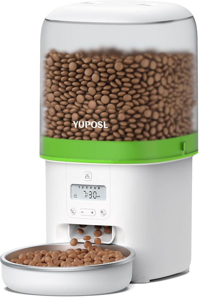 Automatic Cat Feeder - 4L Timed Auto Pet Feeder for Cat and Dog with Dry Food Dispenser, 180-day Battery Life, 1-6 Meals Per Day, 1-16 Portion, Desiccant Bag Keeps Food Fresh-PawvioPets