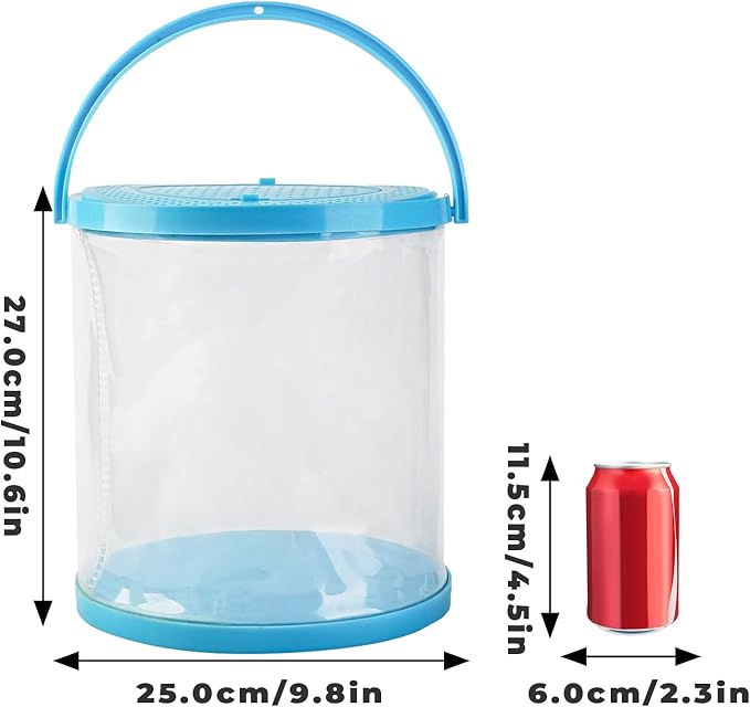 Foldable Small Aquarium, Portable Fish Tank, Fish Transport Container, Plasitc Fish Bowl, Beginner Tank, Great Concept for Catching and Release Critters, Beach, Pool and Lake-PawvioPets