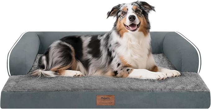 Extra Large Dog Bed-Orthopedic Waterproof XL Dog Bed for XLarge Extra Big Dogs - Foam Couch Sofa Washable with Removable Cover-Dark Grey-PawvioPets