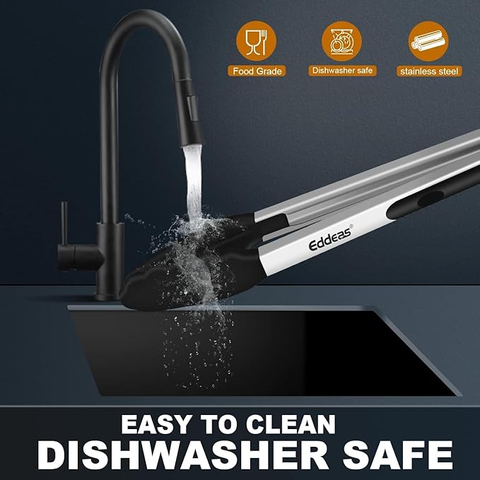 17 & 12 Inch Extra Long Kitchen Tongs with Silicone Tips, Heat Resistant 600 Degrees Silicone Tong, Stainless Steel Tongs for Cooking, Food, Bbq, Grilling, Barbecue, Dishwasher 2 Pack-PawvioPets