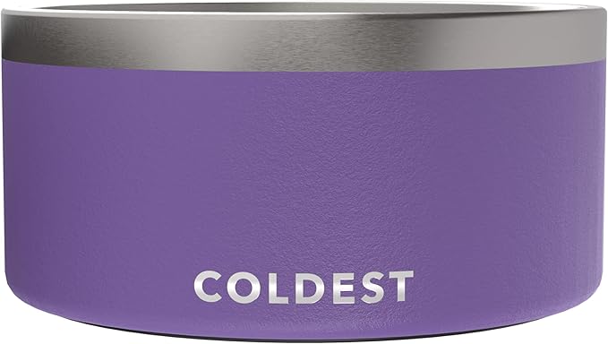 Coldest Dog Bowl - Anti Rust Metal, Non Slip, 3 Layers Insulated Stainless Steel Dog Bowls - Spill Proof & Heavy Duty - Water Bowl for Dogs, Cats & Pets, Dish Washer Safe (200 oz, Galaxy Purple)-PawvioPets