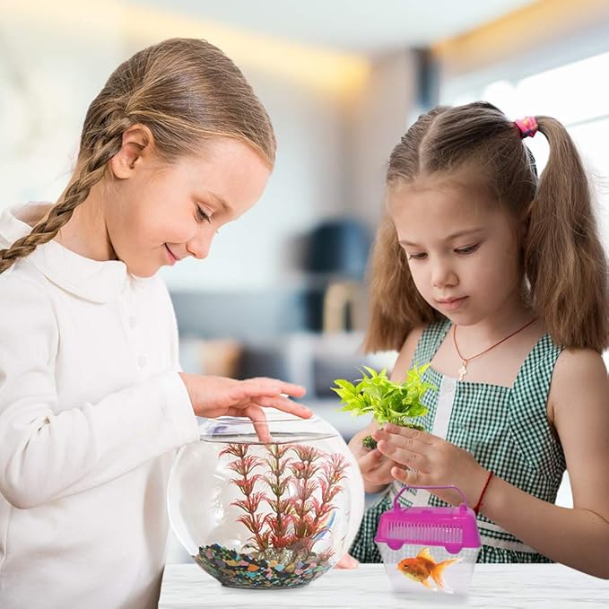 ArtCreativity Small Plastic Aquariums for Kids, Set of 4, Single Fish Aquariums in Assorted Vibrant Colors, Under-The-Sea Party Favors, Aquatic Party Supplies, Aquarium Gift Shop Items, 5 Inches-PawvioPets