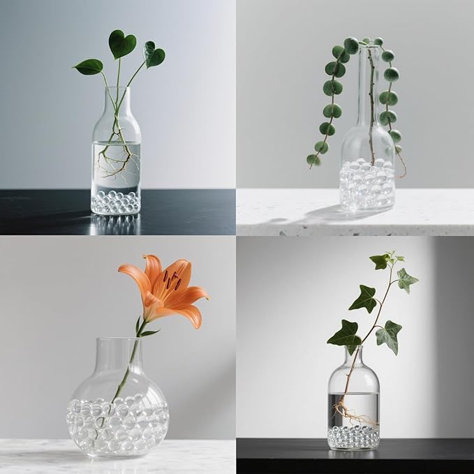 2.16LB Glass Beads Vase Filler Aquarium Gravel Decor Flat Glass Marbles Gems Pebbles Fish Tank Rocks Home Decorative Art Craft - Clear-PawvioPets