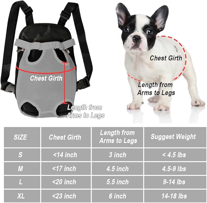 FEimaX Dog Carrier Backpack Pet Legs Out Front Cat Travel Bag, Adjustable Puppy Backpacks Carriers Hands-Free for Small Medium Dogs Cats Hiking Traveling Camping Daily Walking (X-Large, Grey)-PawvioPets