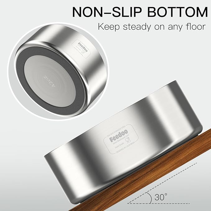 42oz Double Layer 304 Stainless Steel Dog Bowl - Insulated & Durable | Non-Slip Base | Easy to Clean | BPA-Free Safe Dog Food and Water Bowl-PawvioPets