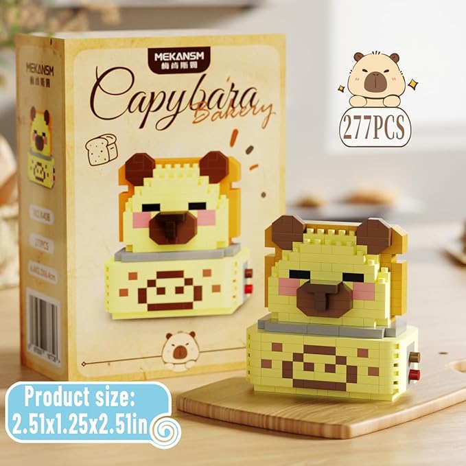 Bread Maker Cute Capybara Baking Bread Series Mini Building Toy Kawaii Animals Set Micro Adorable Pet Buildings Small Bricks Gifts Toys-PawvioPets