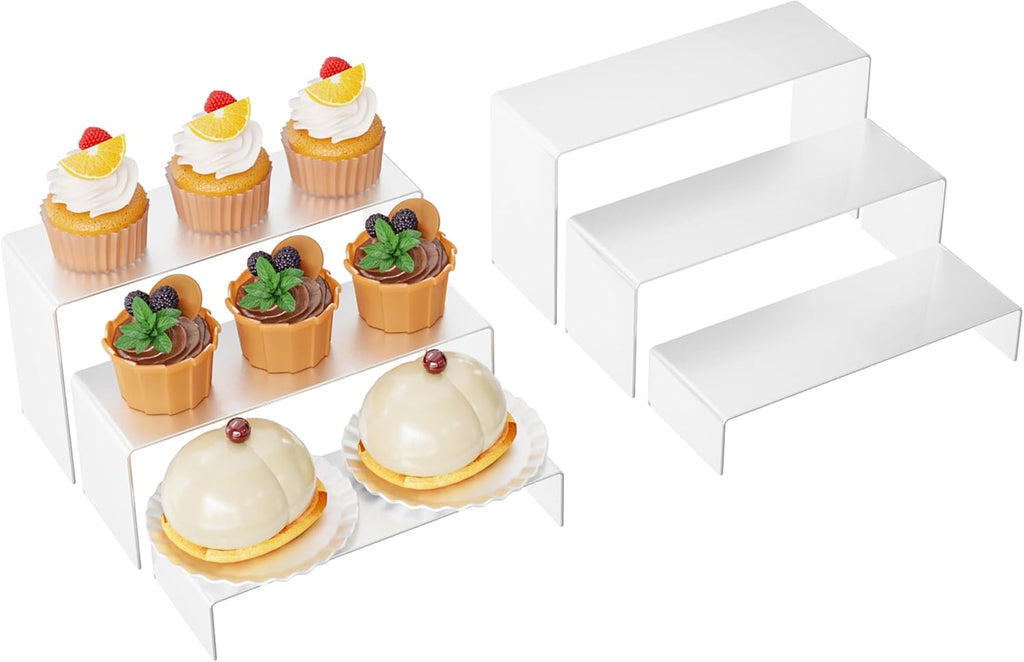 ihomecooker 6 Pc Metal Display Risers Showcase for Shoe Risers Retail Stand Cupcake Stand Dessert Stand (Grayish White)