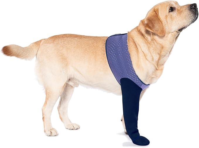 COODEO Dog Socks to Prevent Licking Paws, Healing Boots & Paw Protectors with Non-Slip Bottoms for Wound Protection, Waterproof Sleeve Shoes for Licking（Purple，2XL_Right-PawvioPets
