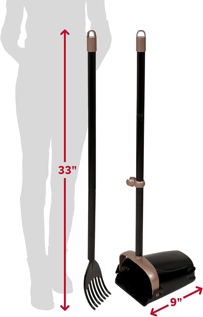 Arm & Hammer Dog Pooper Scooper Swivel Bin & Rake, Poop Scoop for Dogs, Black (2 Heavy Duty Scented Waste Bags Included)-PawvioPets