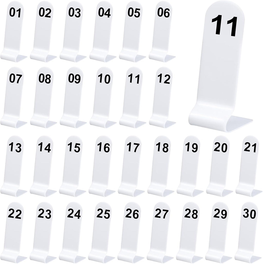 Tuanse 1-30 Table Order Numbers Restaurant Double Sided Acrylic Reception Number Stands Signs for Wedding Restaurant Seating Cafes Party Banquet(White)