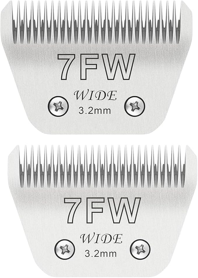 2PCS 7FW Wide Blades for Dog Grooming Blades Compatible with Andis,Oster A5,Wahl km10 Dog Clippers,Size-#7FW, 1/8-Inch Cut Length (3.2mm)(2pcs #7FW)-PawvioPets