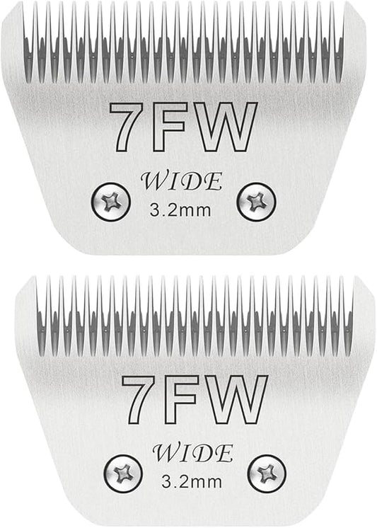 2PCS 7FW Wide Blades for Dog Grooming Blades Compatible with Andis,Oster A5,Wahl km10 Dog Clippers,Size-#7FW, 1/8-Inch Cut Length (3.2mm)(2pcs #7FW)-PawvioPets