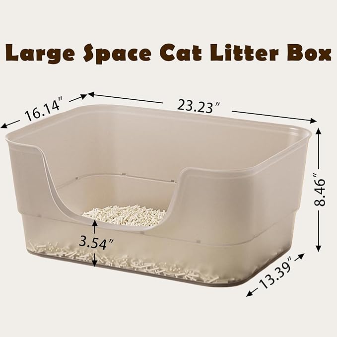 Extra Large Cat Litter Box with Clear Jelly Color,High Sided Litter Box for Big Cats,XL Cat Litter Box for Multiple Cats,Jumbo Cat Litter Box,Giant Kitty Litter Box,Anti-Splashing,Easy to Clean-PawvioPets