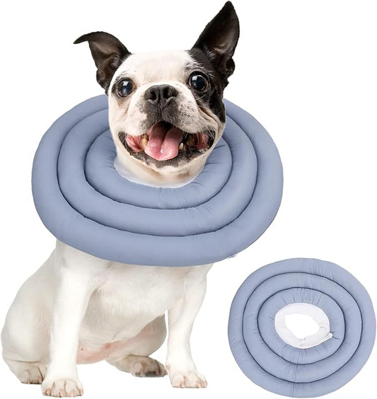 Dog Recovery Collar, Breathable Adjustable Soft Dog Cone, Waterproofing Cat Neck Cone, Pet Donut Collar After Surgery (Blue Gray, XL)-PawvioPets