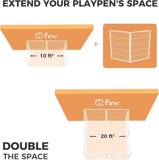FXW Homeplus Unleashed Indoor Dog Playpen - Stress-Free and Safe Play, Heavy Duty 40 Inch 2 Wire Panels Dog Pen for Medium and Large Dogs, White│Patented-PawvioPets