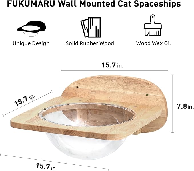 FUKUMARU Cat Wall Furniture Set, Transparent Capsule Kitten Walls Shelves with 2 PCS Pedals - Premium Kitty Bed for Sleeping, Playing, Climbing, and Lounging - Easily Holds Up to 35 Lbs-PawvioPets
