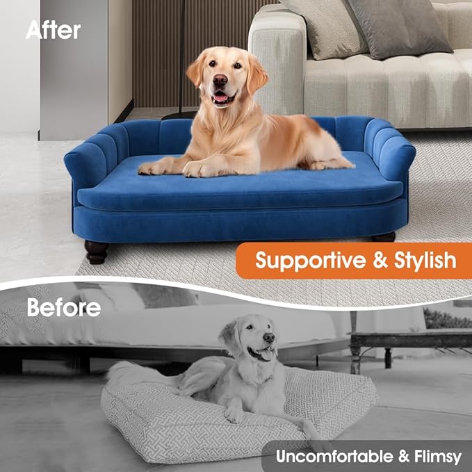 Dog Couch Sofa Bed, Comfortable Pet Sofa for Large and Medium Dogs, Soft Velvet Cushion, Durable Pet Furniture for Living Room, Washable Dog Bed for Couch 40.16''(NY)-PawvioPets