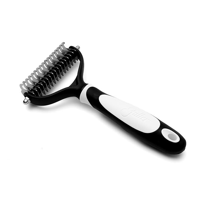 Fuller Brush Dual-Head Dematting Pet Comb - Stainless Steel Teeth with Slightly Sharp Edges - 7 Narrow-Gap & 9 Wider-Gap on Other Side - Use to Remove Stubborn Fur & For Grooming Dogs & Cats-PawvioPets