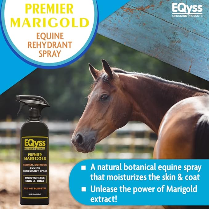 EQyss Premier Marigold Equine Coat Conditioning Spray - Moisturize Horse's Skin & Coat, Add Shine, Detangle, Repel Dirt & Dust, Silicone-Free (32 oz)-PawvioPets