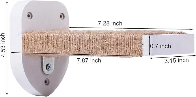 3-in-1 Cat Wall Steps with Hemp Rope, Solid Wood Cat Ladder for Climbing and Playing (Large-White)-PawvioPets