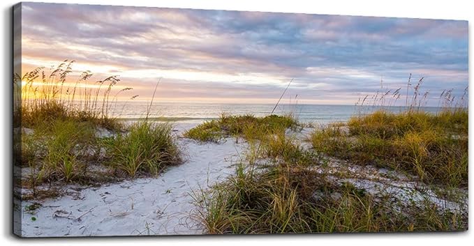 canvas wall art for living room bedroom Wall Decor ocean sand dunes grass Landscape painting Ready to Hang Home Decorations office family bathroom kitchen sea beach canvas art Prints pictures Works-PawvioPets