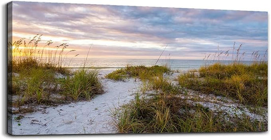 canvas wall art for living room bedroom Wall Decor ocean sand dunes grass Landscape painting Ready to Hang Home Decorations office family bathroom kitchen sea beach canvas art Prints pictures Works-PawvioPets