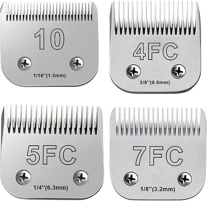 4Pack Dog Grooming Blades Compatible with Andis Dog Clippers,Dog Clipper Blades Compatible with Oster A5,Wahl km10 Dog Clippers for Animal Dog Cat Horse,Stainless-Steel Blade Sharp-PawvioPets