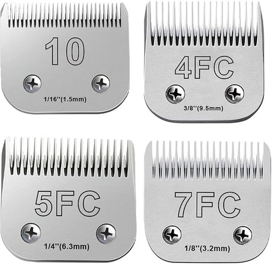 4Pack Dog Grooming Blades Compatible with Andis Dog Clippers,Dog Clipper Blades Compatible with Oster A5,Wahl km10 Dog Clippers for Animal Dog Cat Horse,Stainless-Steel Blade Sharp-PawvioPets