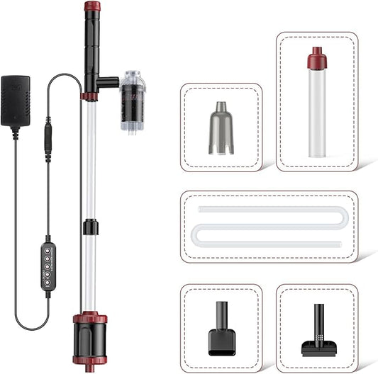 AKKEE Aquarium Vacuum Gravel Cleaner, 36W Fish Tank Gravel Cleaner Vacuum for Water Changer 8 in 1 Multifunctional with Timed Off Waterproof Wash Sand Water Filter Circulation Aquarium Vacuum Cleaner-PawvioPets