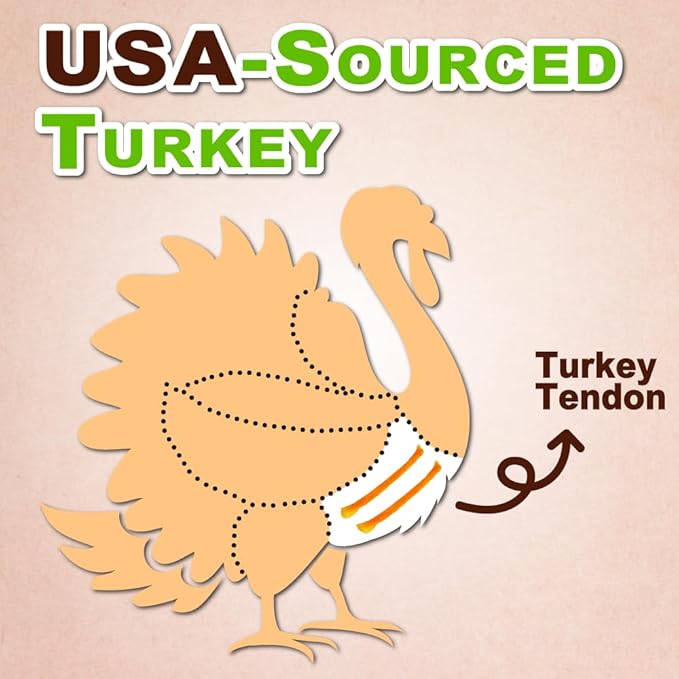 Afreschi Natural Turkey Tendon Bone (S) 8 oz, USA-Sourced Turkey Tendon, All Natural Puppy Chew, Hypoallergenic, Rawhide Alternative, for Small Breeds-PawvioPets