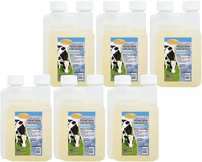 FarmGard Permethrin Concentrate - 32 Ounce (Case of 6) 343961CVA - Gets Rid of Flies, Mosquitoes, Silverfish, Cockroaches, Fleas, Millipedes, Gnats, Fruit Flies, Ticks, Lice, Spiders-PawvioPets