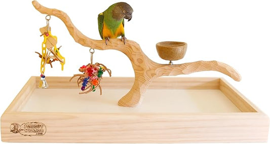 Deluxe Tabletop Perfect Tree (with Bowl) - Tree Stand for Parakeets and Small Parrots-PawvioPets