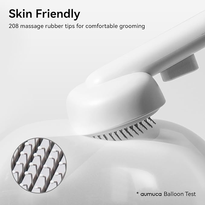 Aumuca Cat Brush for Shedding, Cat Brushes for Indoor Cats, Cat Brush for Long or Short Haired Cats, Cat Hair Brush Cat Grooming Deshedding Brush for Dog Kitten Horse Massage Removes Loose Fur, White-PawvioPets