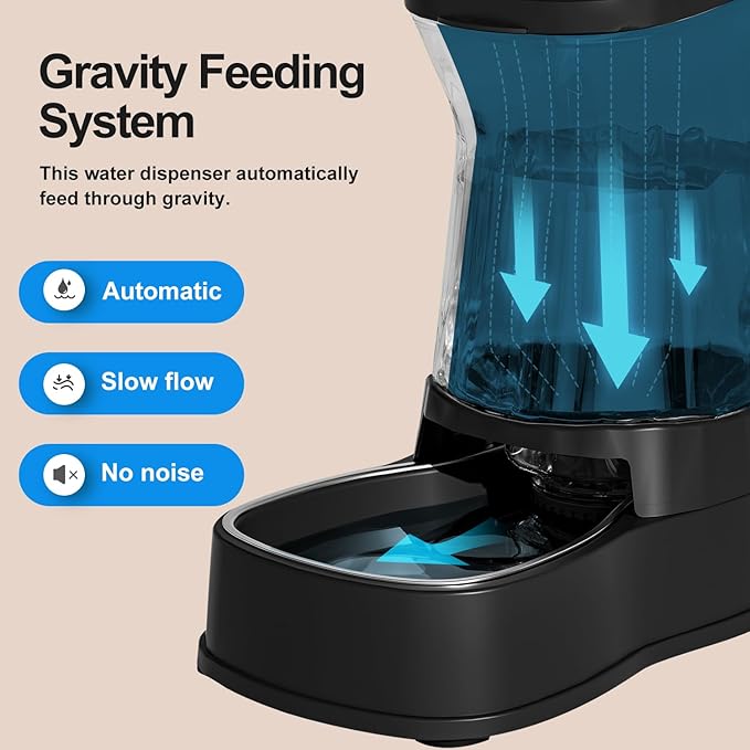 Gardner Pet Automatic Dog Water Dispenser Gravity Stainless Steel Water Waterer Feeder, Large Capacity Water Feeding Bowls for Medium & Large-Sized Dogs Cats Other Pets -(2.1 Gallon)-PawvioPets