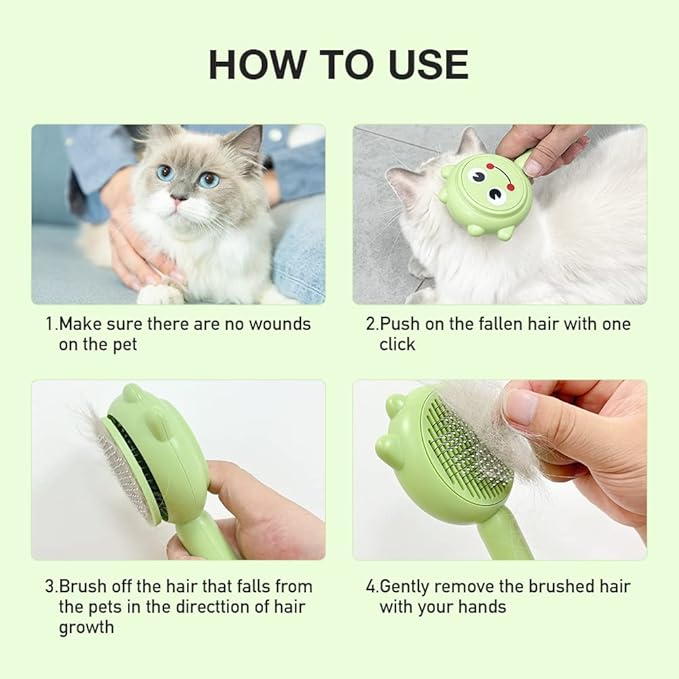 Dog Brush for Short or Long Haired Dogs, Frog Shape Dog Brush with Release Button, Dog Hair Brush Dog Grooming Deshedding Brush for Dog Kitten Rabbit Massage Removes Loose Fur-PawvioPets