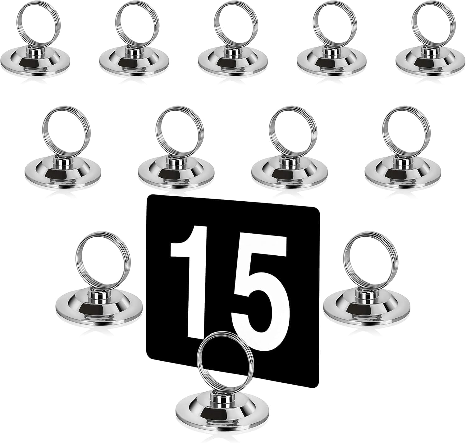 New Star Foodservice 23398 Ring-Clip Table Number Holder/Number Stand/Place Card Holder, Set of 12, 1.5-Inch