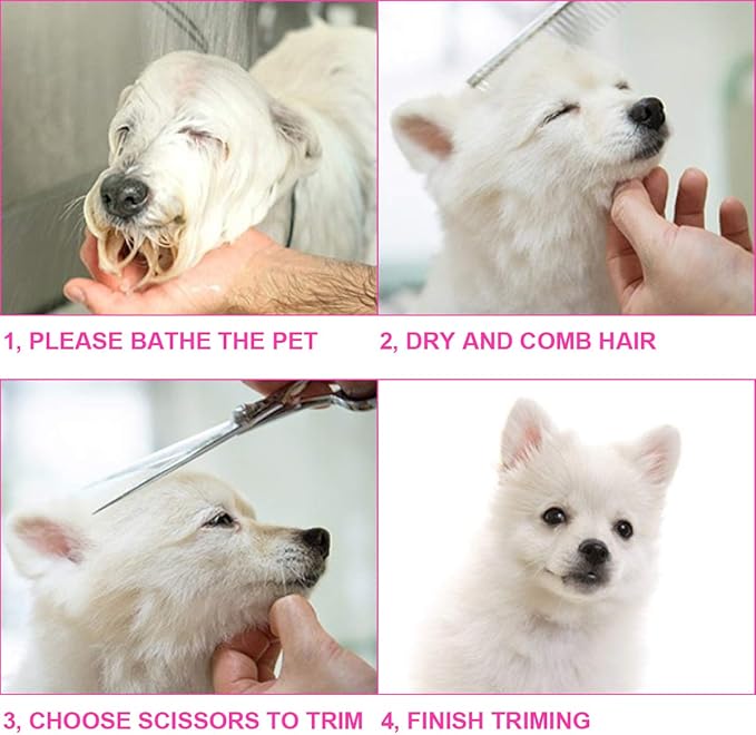 5 in1 Dog Grooming Scissors Kit, Professional Dog Scissors for Grooming with Safety Round Tips, Titanium Coated Grooming Shears for Dogs Cat Pet At Home-PawvioPets