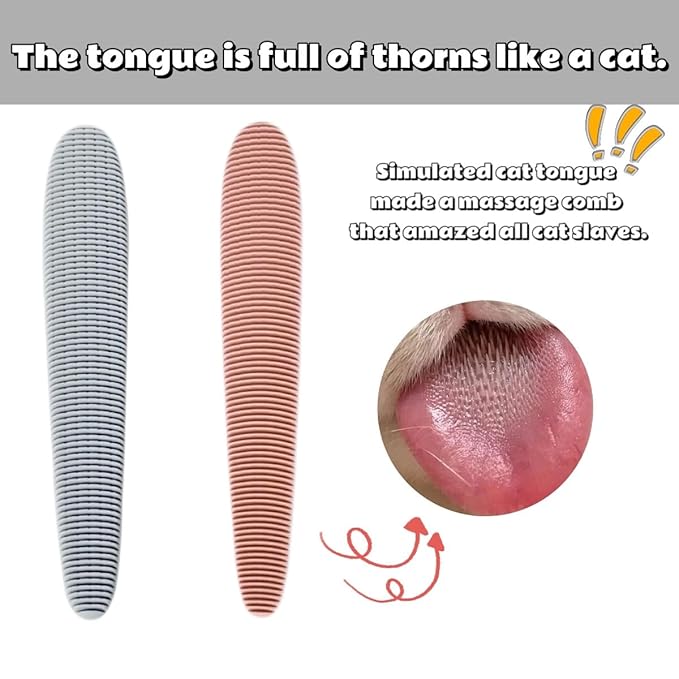 2Pcs Cat Tongue Comb, Pet Grooming Brush, Hair Massage Tool for Cats, Suitable for Short-haired, Long-haired, Kittens, Pet Cleaning Supplies-PawvioPets
