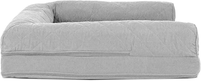 Furhaven Cooling Gel Dog Bed for Large/Medium Dogs w/ Removable Bolsters & Washable Cover, For Dogs Up to 55 lbs - Quilted Sofa - Silver Gray, Large-PawvioPets