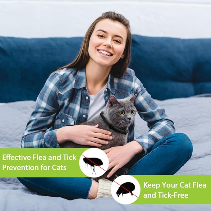 4 Pack Flea and Tick Collar for Cats, Natural Plant Oil Formula Cat Flea Collar Provides 32-Month Protection for Flea Tick Prevention, Waterproof & Adjustable Cat Flea Treatment for Most Cats-PawvioPets
