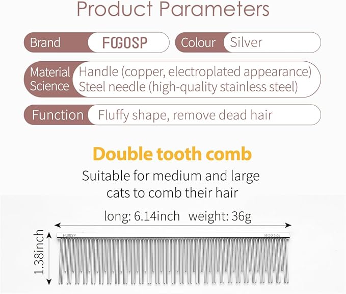 6.1" Dog Grooming Comb for Long Haired Cats & Dogs-PawvioPets