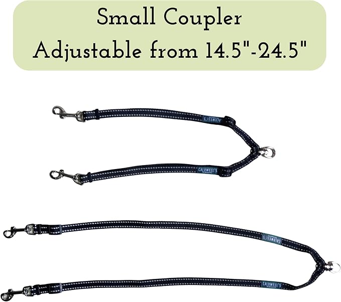 Caldwell's Pet Supply Co. Leash Coupler, Two Dog Leash Splitter to Split Leashes for Walking 2 Dogs, Tangle Free Double Dog Leashes Connector, Adjustable Attachment for Small or Medium Dogs-PawvioPets
