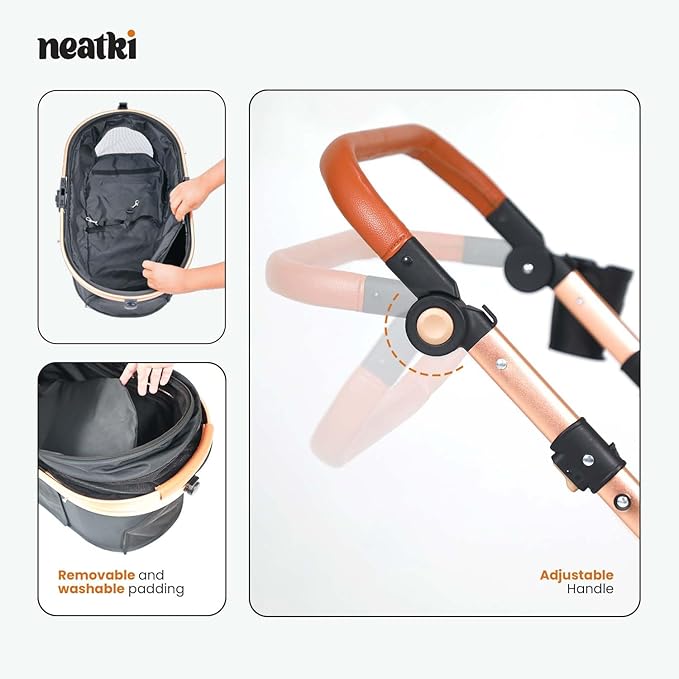 3 in 1 Pet Stroller - Stroller for Small to Medium Dogs and Cats up to 55 lbs, with Detachable Carrier/Car Seat, Foldable and Lightweight, Detachable Cushion + Cup Holder (Black/Gold)-PawvioPets