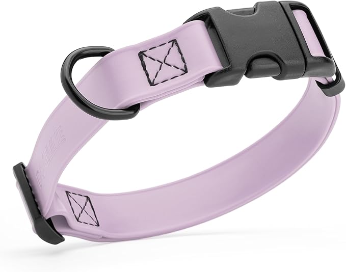 Dogline Biothane Waterproof Dog Collar with Quick Release Buckle Strong Coated Nylon Webbing with Odor- Proof for Easy Care Easy to Clean Fits Small Medium Large Dogs, Lavender 5/8" W 9-14" L-PawvioPets