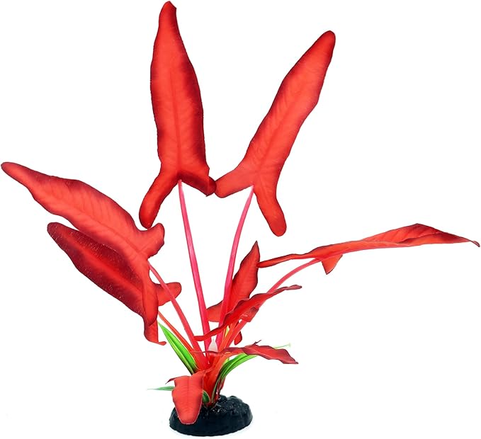 2-Pack 12 Inch Aquarium Silk Aquarium Plants, Artificial Plastic Plant for Small Tank, Goldfish, Fish Hides,Dark Red-PawvioPets