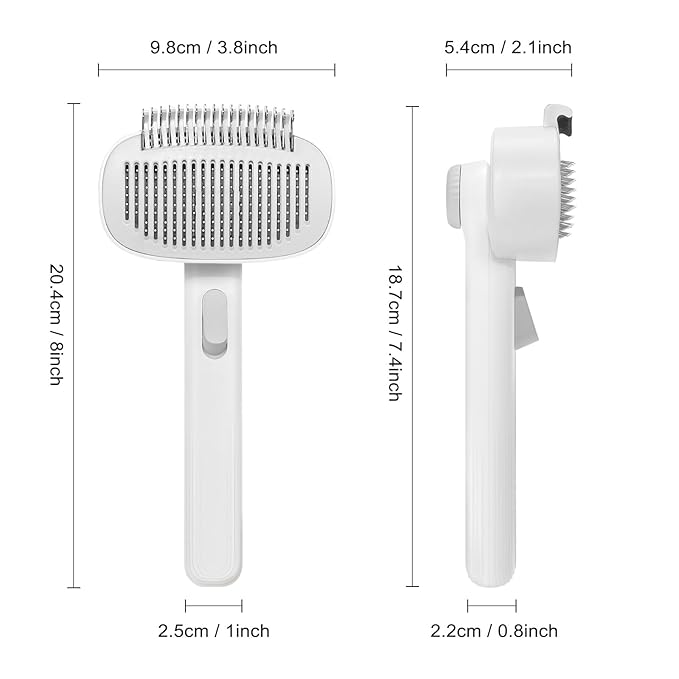 2-in-1 Deshedding Brush & Dematting Comb for Cats, Cat Brush for Long Haired Cats, Effectively Removes Matted Fur & Tangles, White-PawvioPets