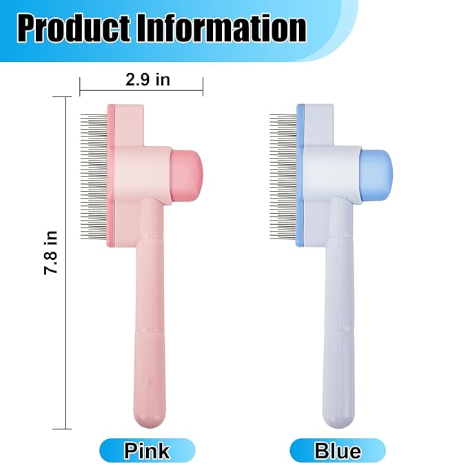 2PCS Flea Comb for Cats & Dogs – Magic Self-Cleaning Cat Grooming Brush with Stainless Steel Teeth, Cat Combs for Fleas and Ticks, Indoor Pets, Fine Tooth Comb for Kittens-PawvioPets