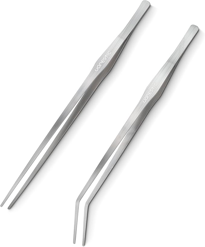 2 Pcs 15 Inch Tweezers, Heavy Duty Reptile Feeding Tongs, Aquarium Tongs, Reptile Tweezers Feeding, Reptile Tongs, Straight and Curved Long Tweezers for Aquarium and Terrarium-PawvioPets